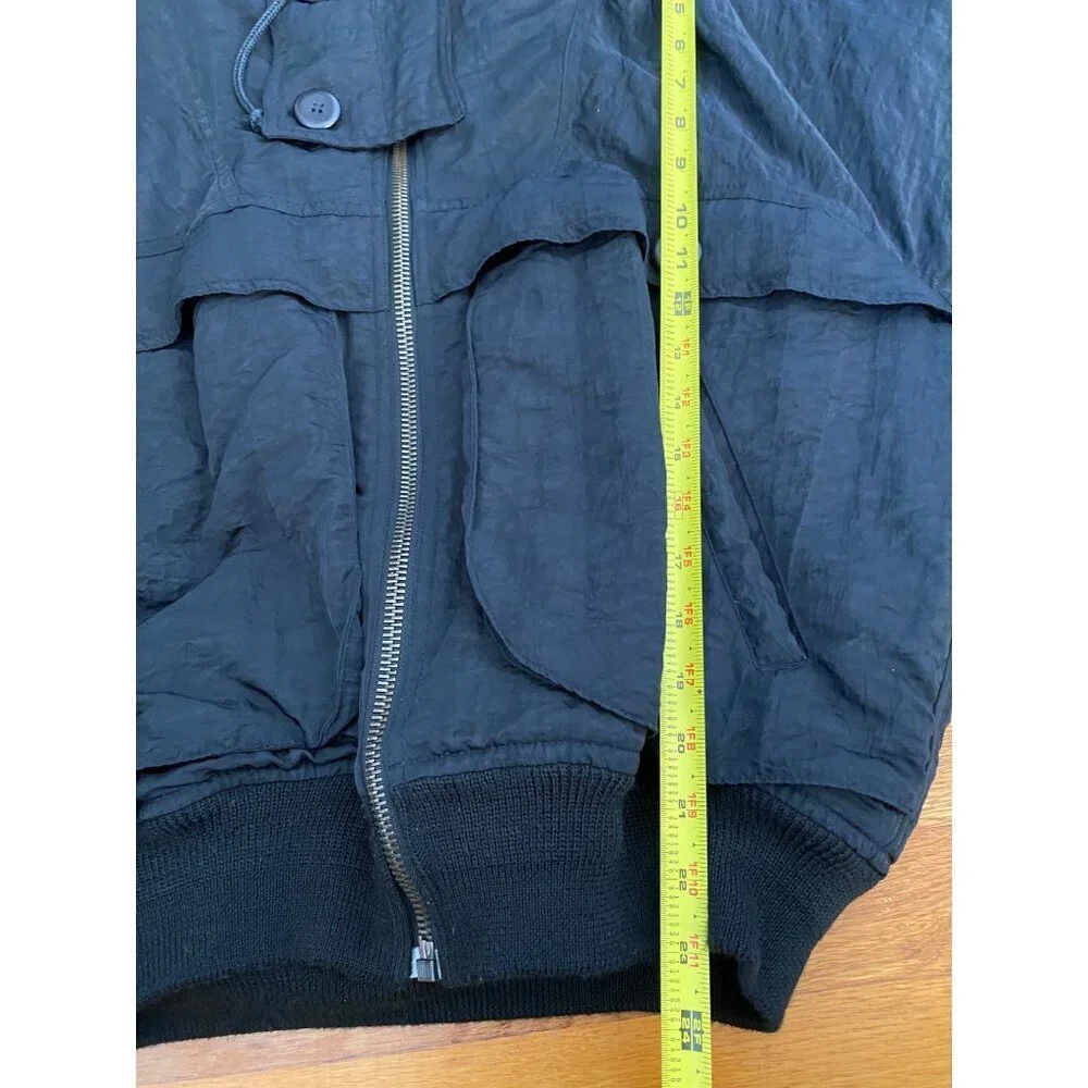 Vintage Benetton Black Hooded Winter Jacket Size 44 Made in Italy